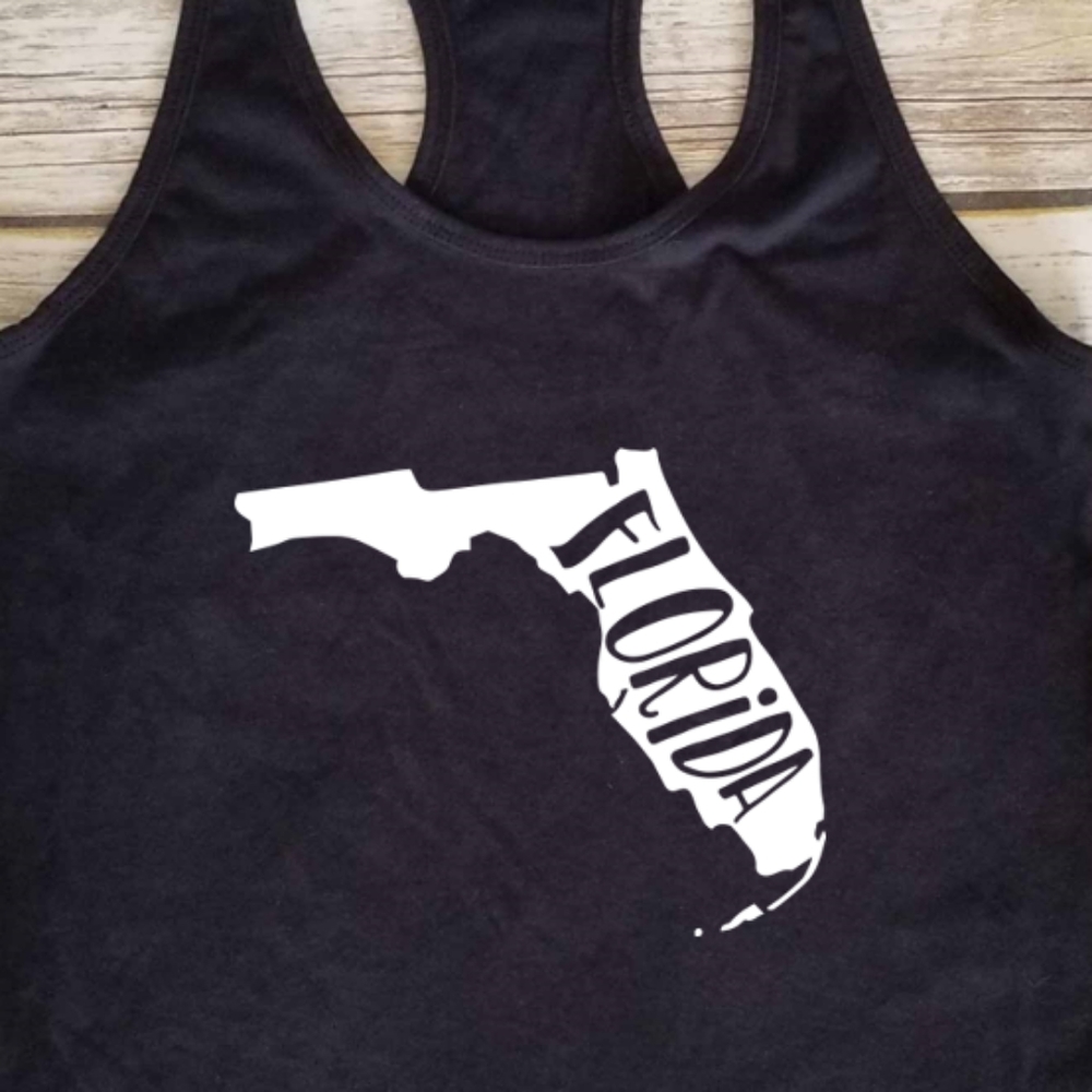 Florida Funky Letter Shape comfy black tank top